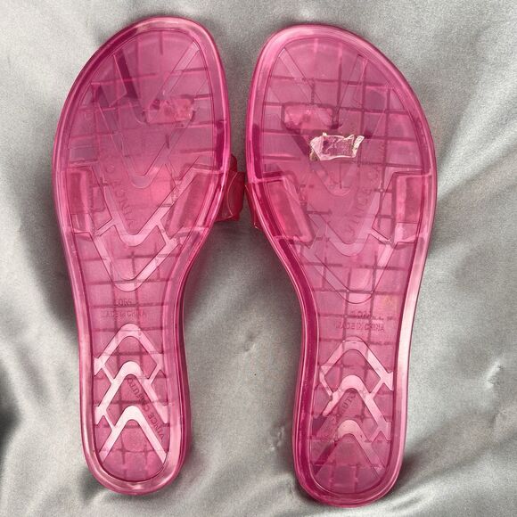 Vince Camuto Evolet Jelly Thong Women’s 10 Pink‎ Chain Flip Flops Summer Worn 1x - Picture 11 of 17